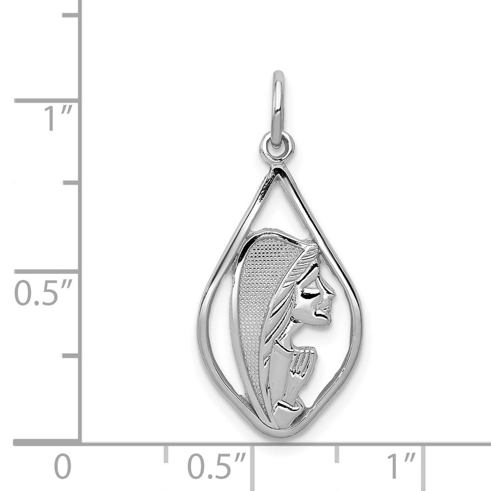 14k White Gold 12.75 mm Mary Blessed Virgin Charm (1.09 grams)