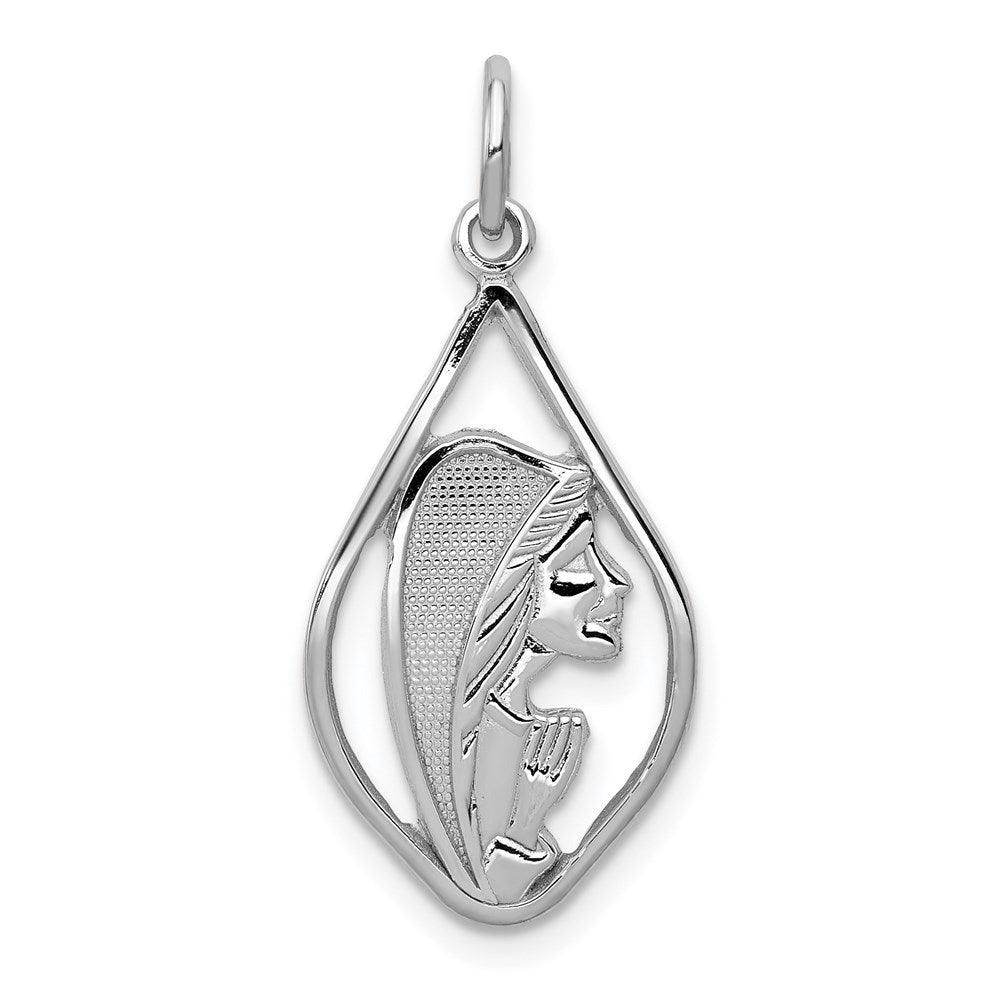 14k White Gold 12.75 mm Mary Blessed Virgin Charm (1.09 grams)