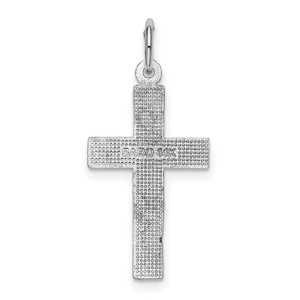 14k White Gold 12 mm Diamond-cut Cross Pendant (0.96 grams)