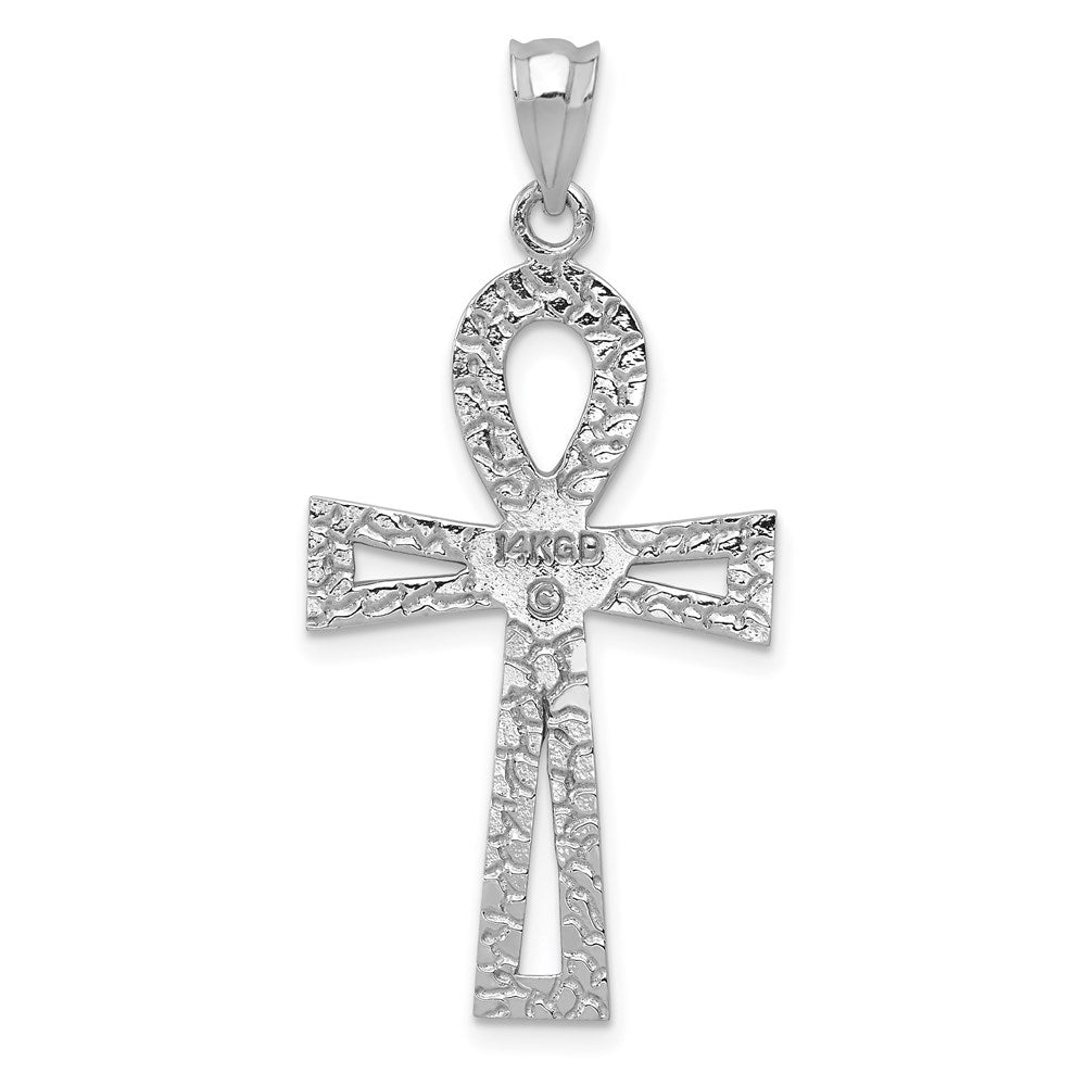 14k White Gold 19 mm Ankh Cross Pendant (2.64 grams)