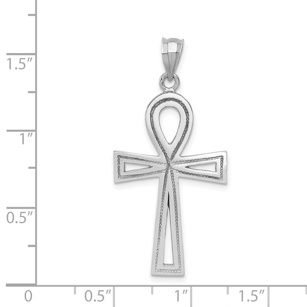 14k White Gold 19 mm Ankh Cross Pendant (2.64 grams)