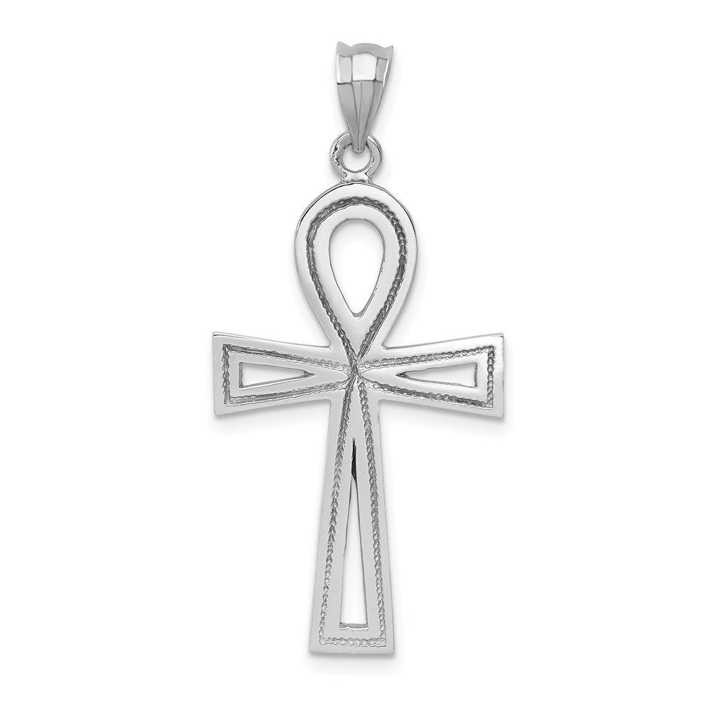 14k White Gold 19 mm Ankh Cross Pendant (2.64 grams)