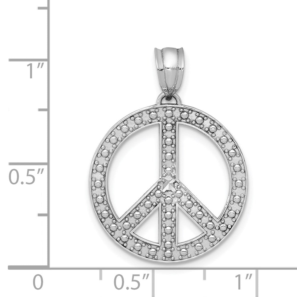 14k White Gold 20 mm White Peace Symbol Pendant (1.29 grams)