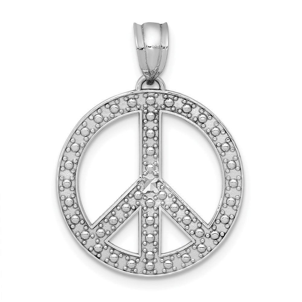 14k White Gold 20 mm White Peace Symbol Pendant (1.29 grams)