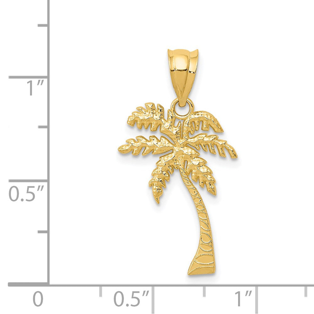 14k Yellow Gold 13.5 mm Mini Palm Tree Pendant (0.61 grams)