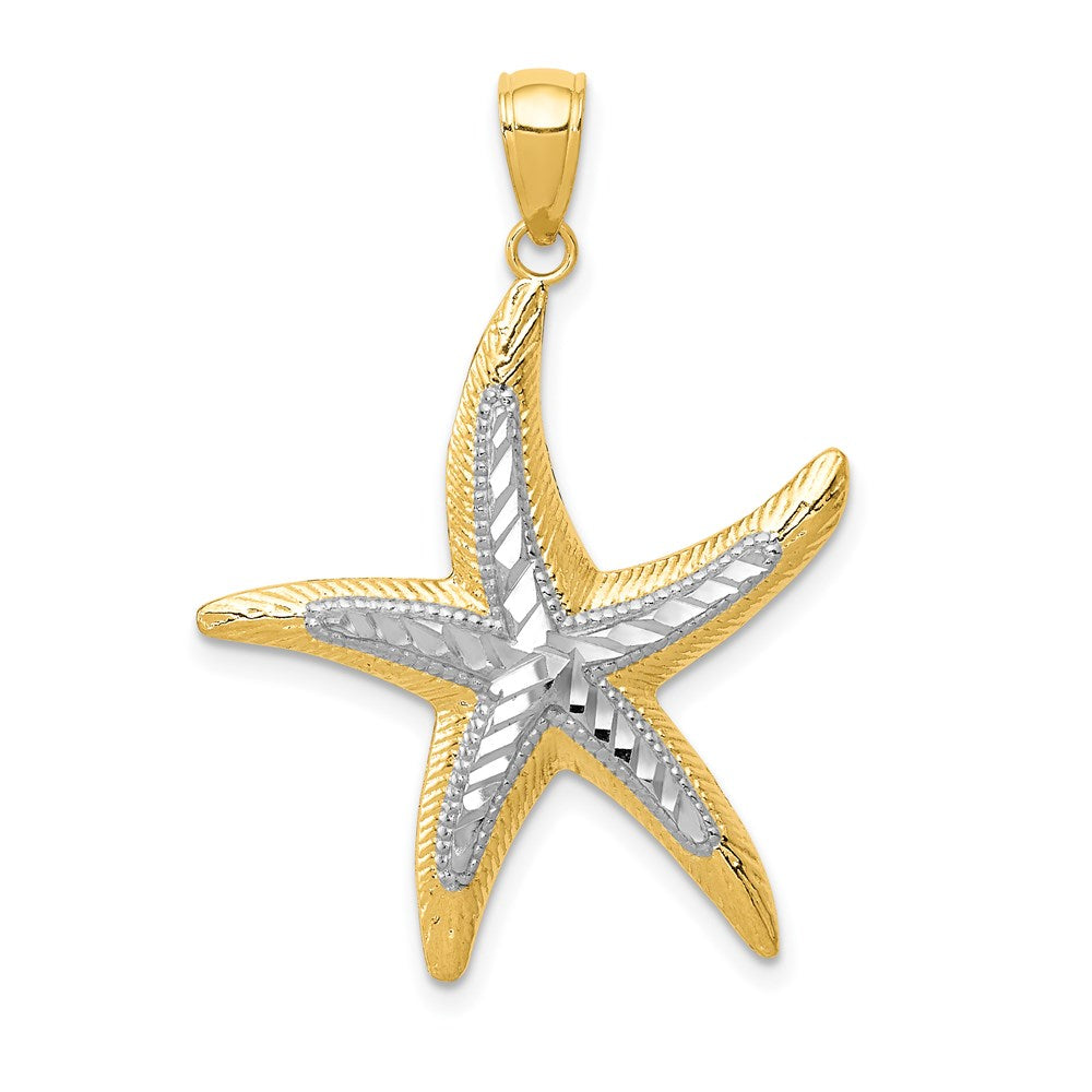 14k Yellow & Rhodium 25 mm  Starfish Pendant (2.06 grams)