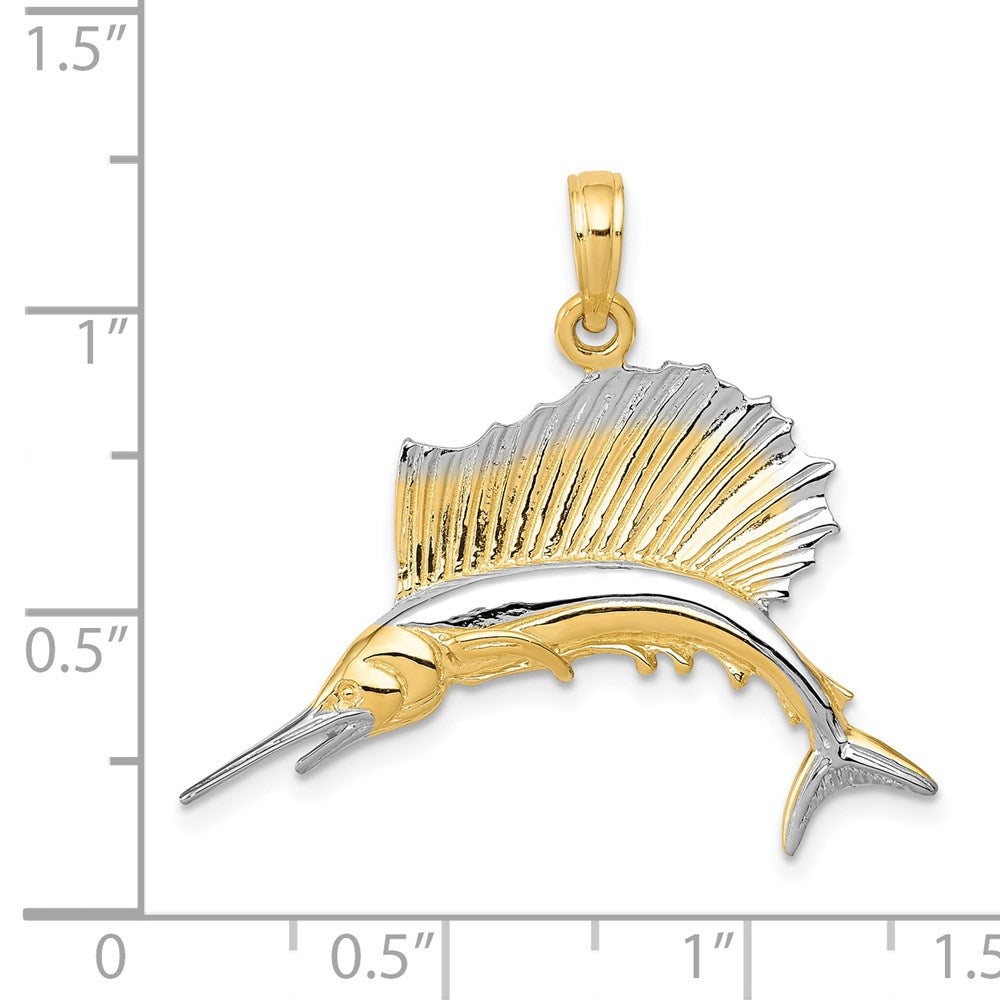 14k Yellow & Rhodium 30 mm  Sailfish Pendant (2.82 grams)