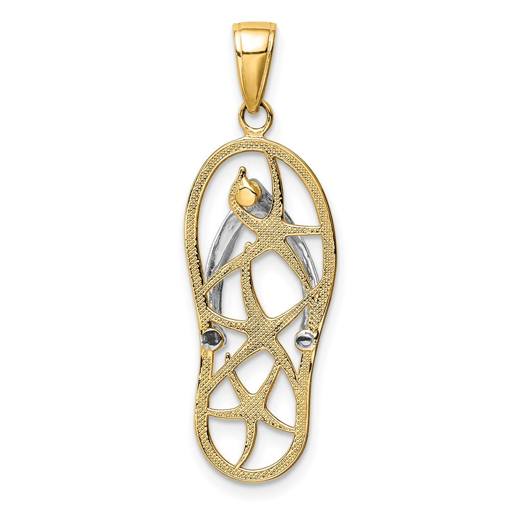 14k Two-tone 11 mm Two-tone Starfish Flip-Flop Pendant (1.55 grams)