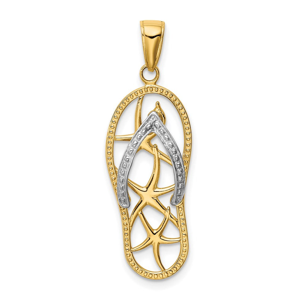 14k Two-tone 11 mm Two-tone Starfish Flip-Flop Pendant (1.55 grams)