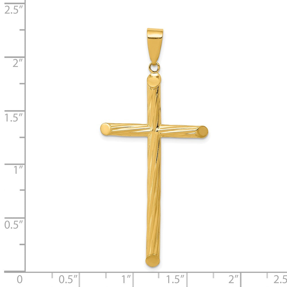 14k Yellow Gold 26 mm Fancy Textured Cross Pendant (1.69 grams)