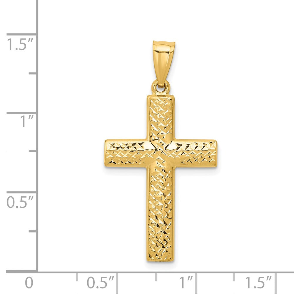 14k Yellow Gold 18 mm Reversible Textured/Polished Cross Pendant (1.19 grams)