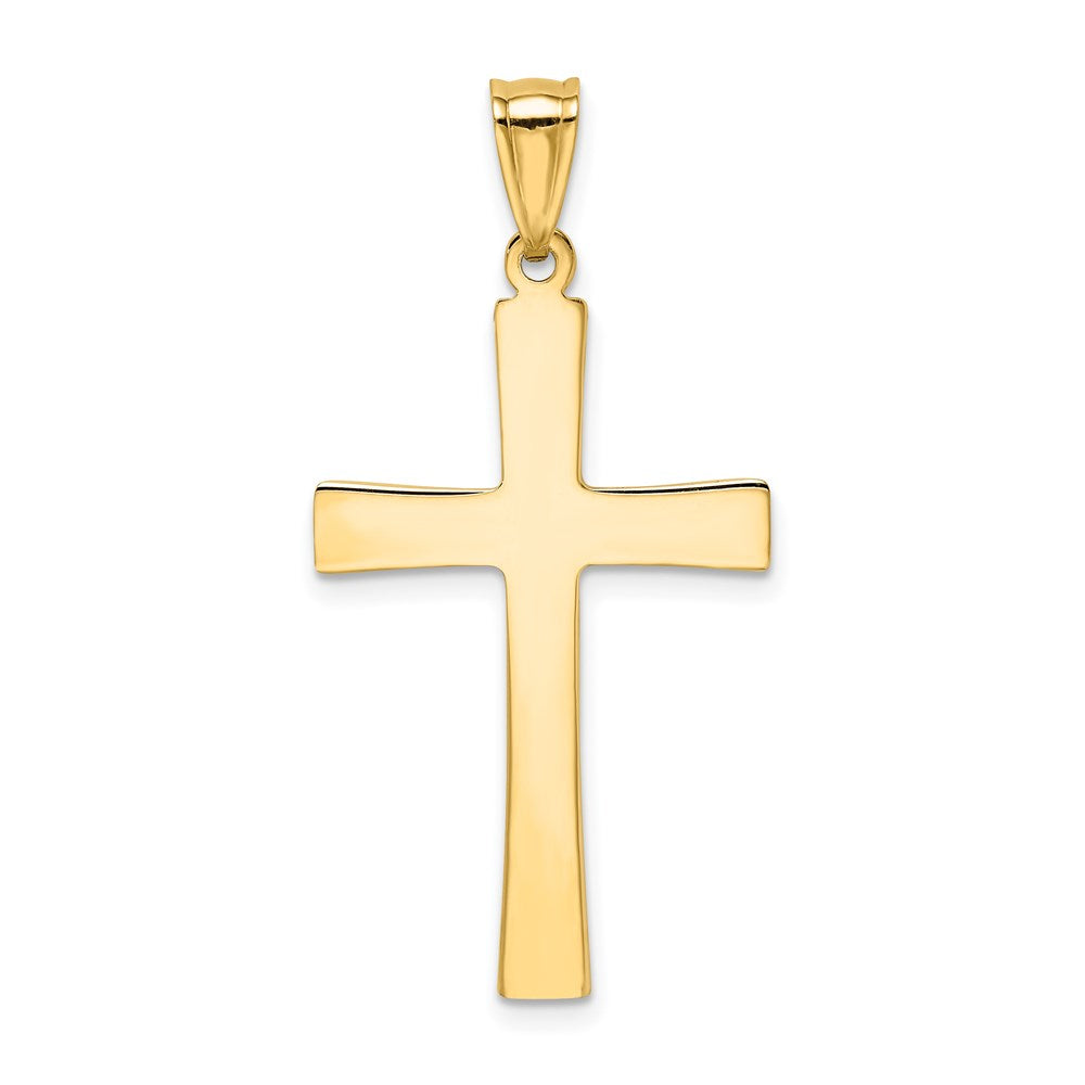 14k Yellow & Rhodium 18 mm  Diamond-cut Cross Pendant (1.17 grams)