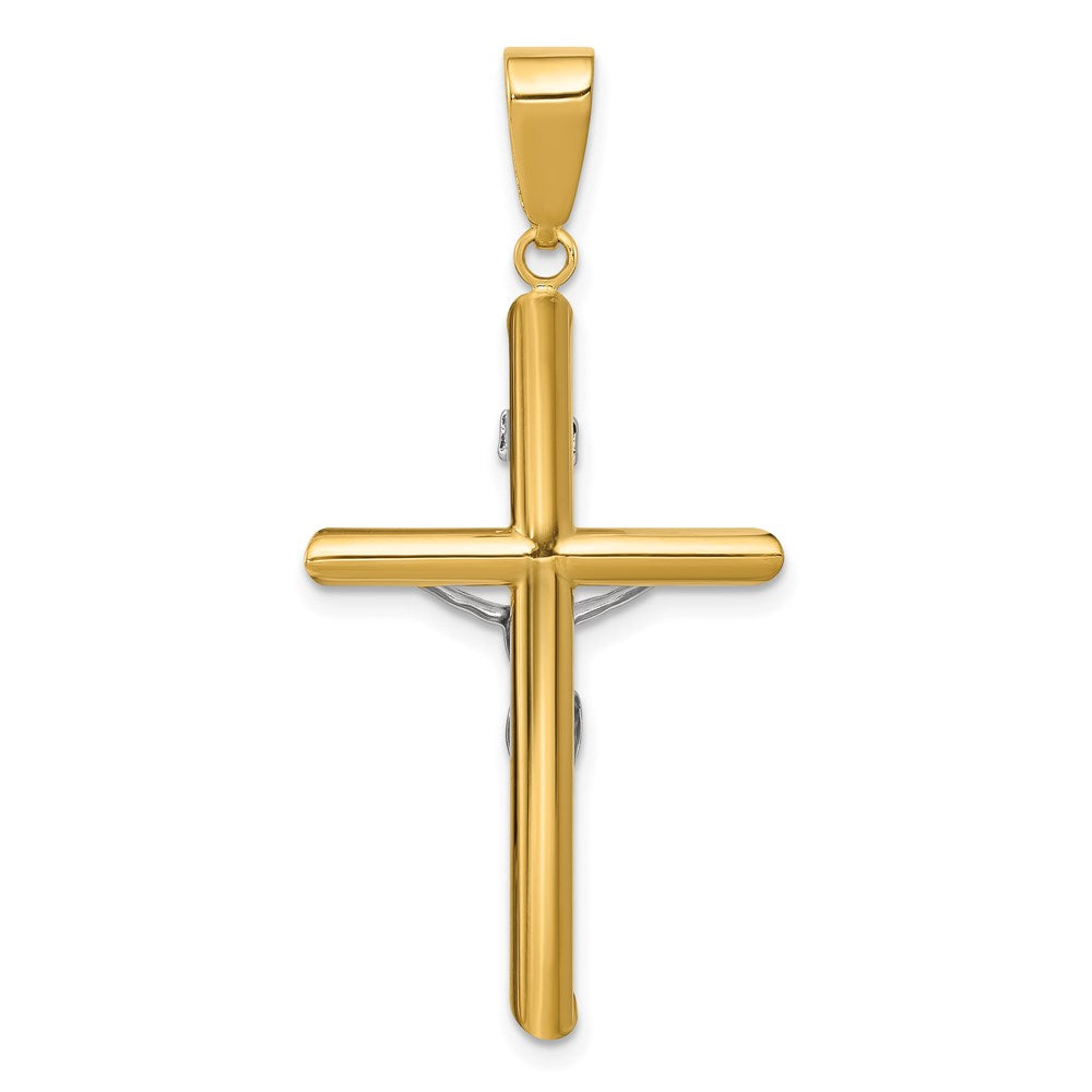 14k Two-tone 20 mm Hollow Crucifix Pendant (1.33 grams)