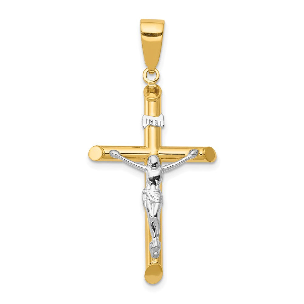 14k Two-tone 20 mm Hollow Crucifix Pendant (1.33 grams)