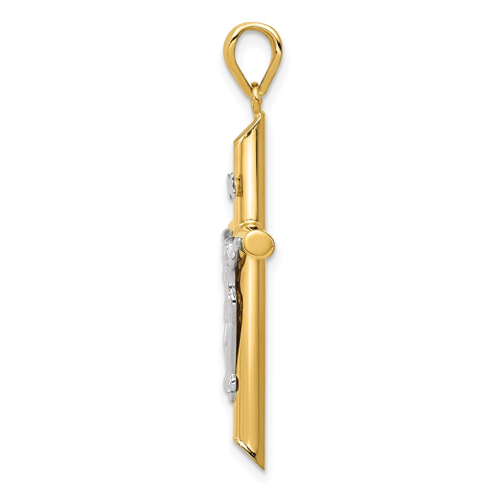 14k Two-tone 18 mm Hollow Crucifix Pendant (1.27 grams)