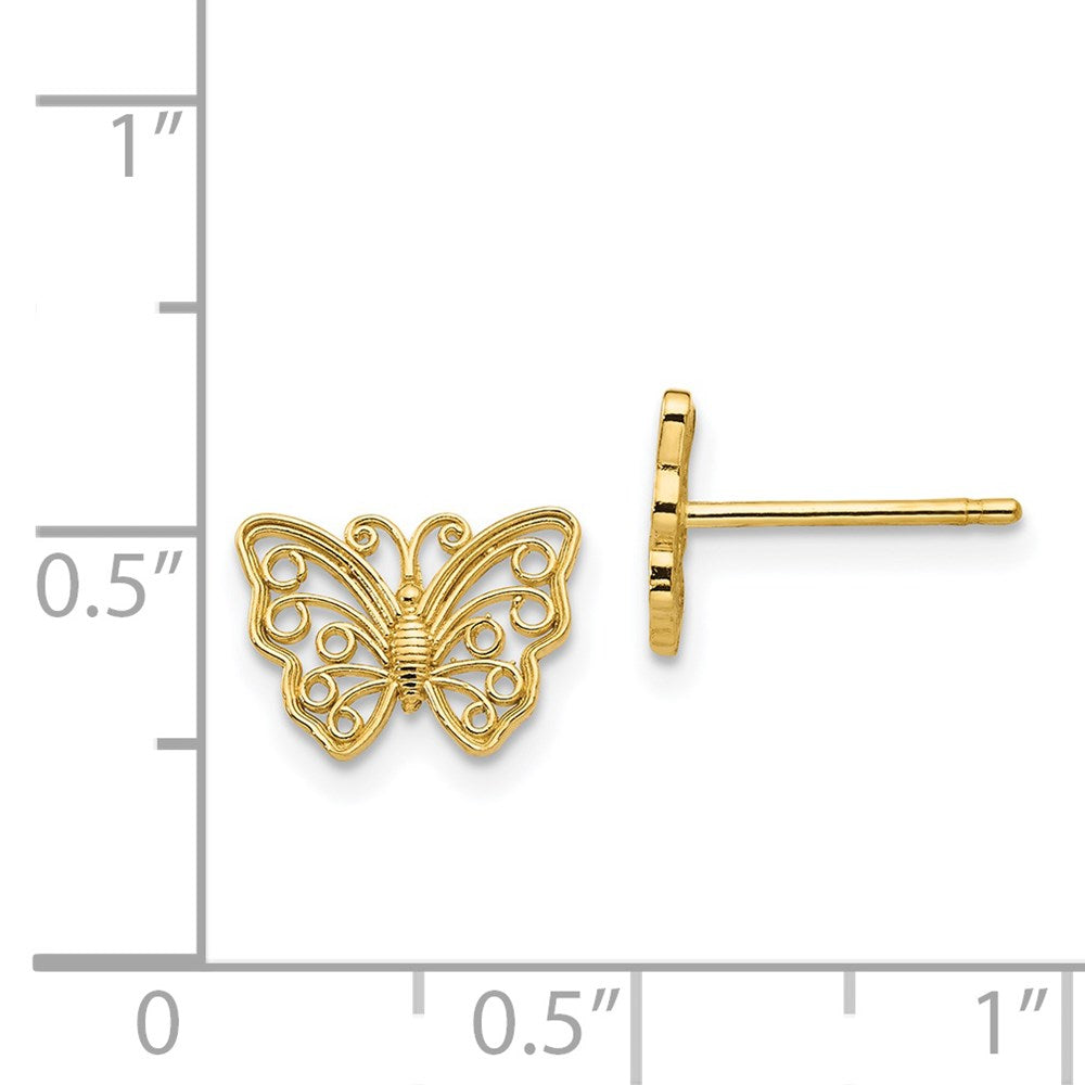 14k Yellow Gold 9 mm Butterfly Post Earrings (0.9 grams)