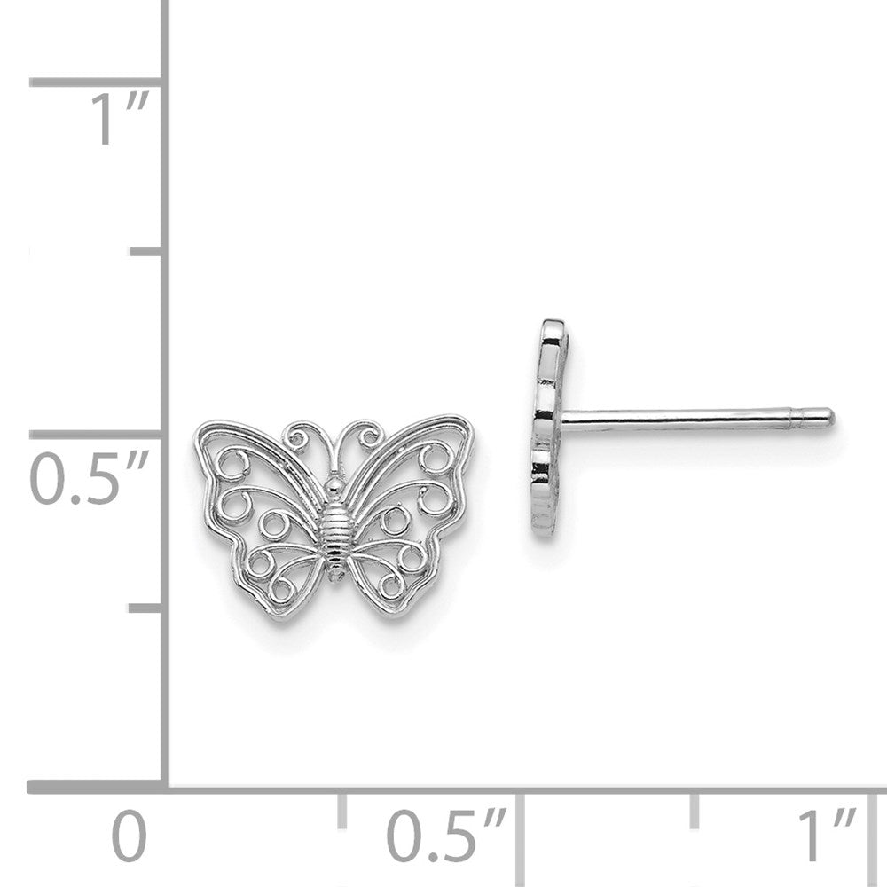 14k White Gold 10.4 mm  Butterfly Post Earrings (1.48 grams)