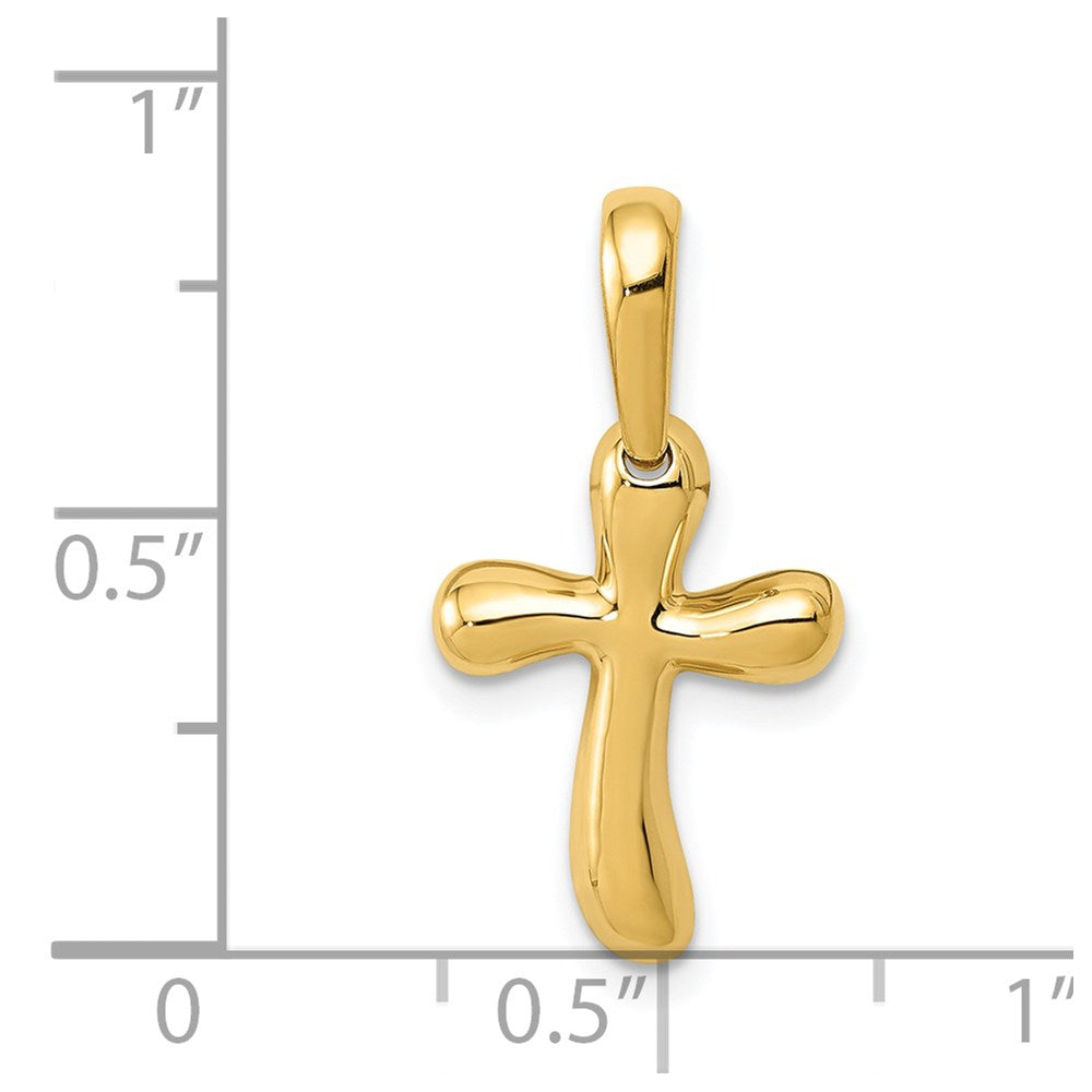 14k Yellow Gold 12 mm Small Freeform Cross (1.22 grams)