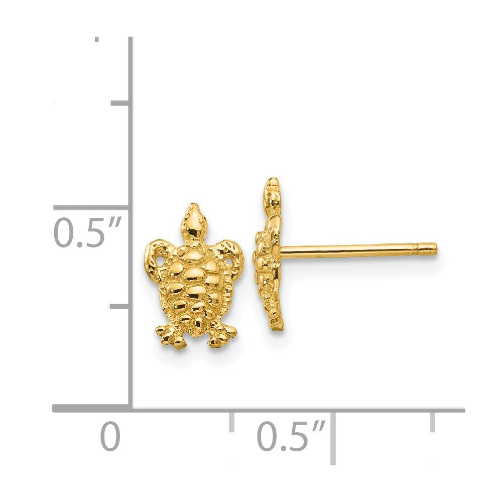 14k Yellow Gold 6 mm Mini Turtle Post Earrings (1 grams)