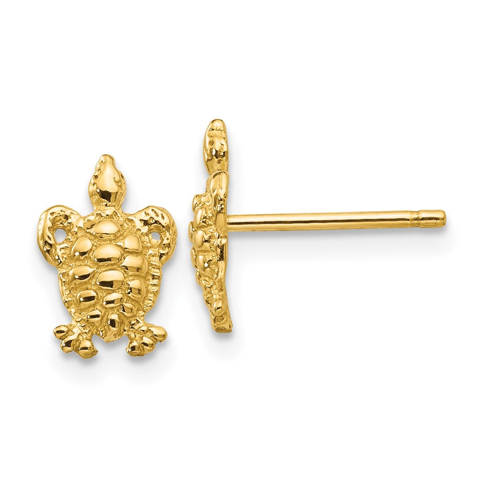 14k Yellow Gold 6 mm Mini Turtle Post Earrings (1 grams)