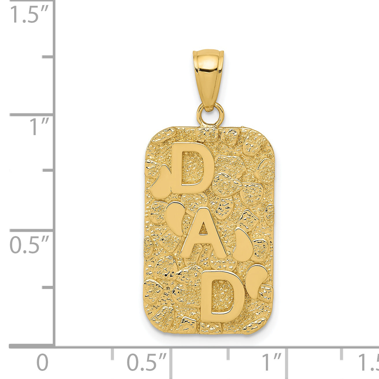 14K DAD Gold Nugget Dog Tag Pendant (3.16 grams)