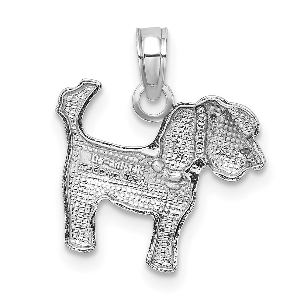 14k White Gold 15 mm Polished Dog Charm (0.89 grams)