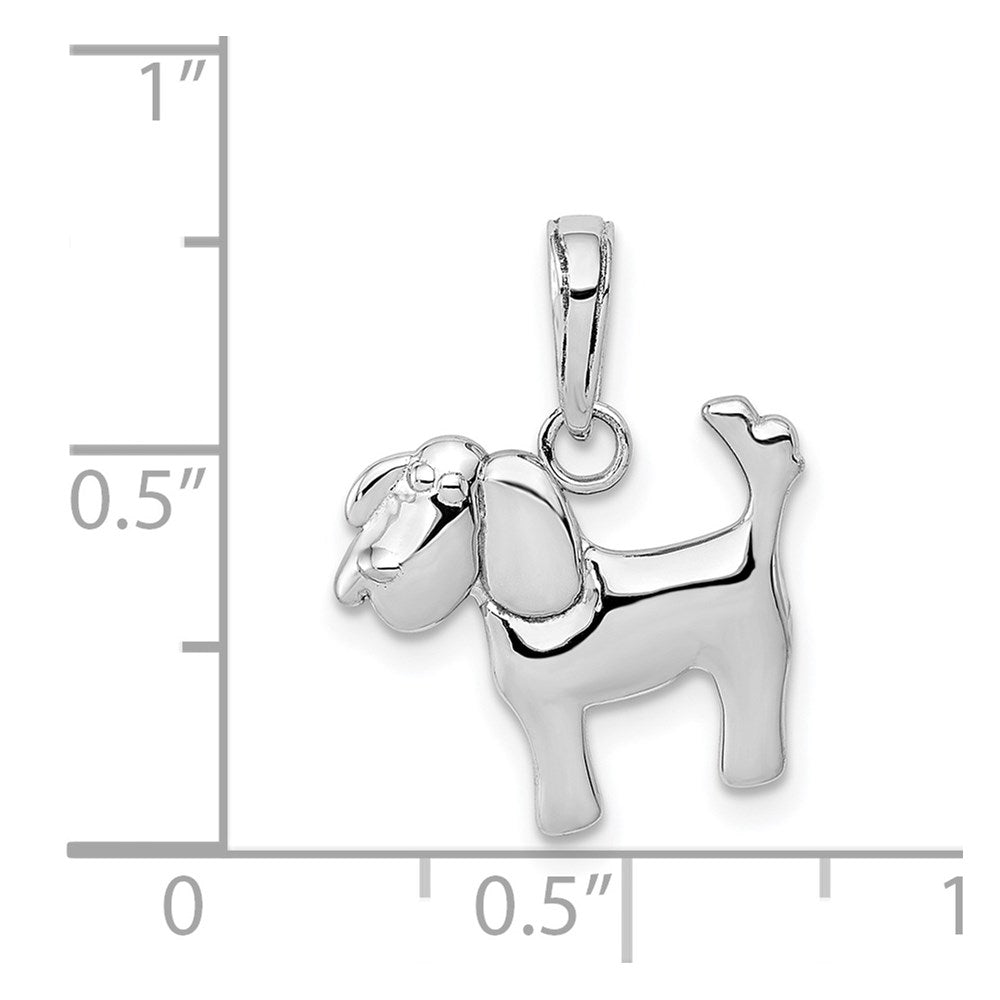 14k White Gold 15 mm Polished Dog Charm (0.89 grams)