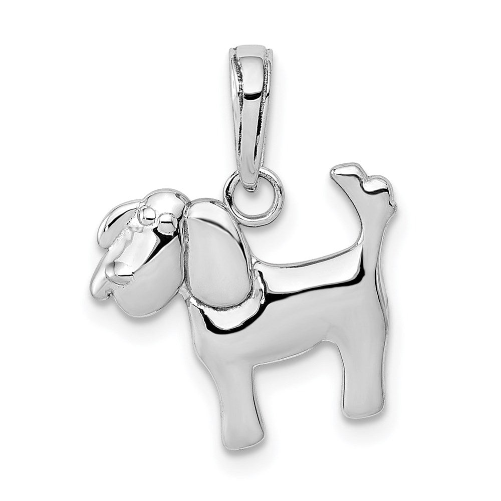 14k White Gold 15 mm Polished Dog Charm (0.89 grams)