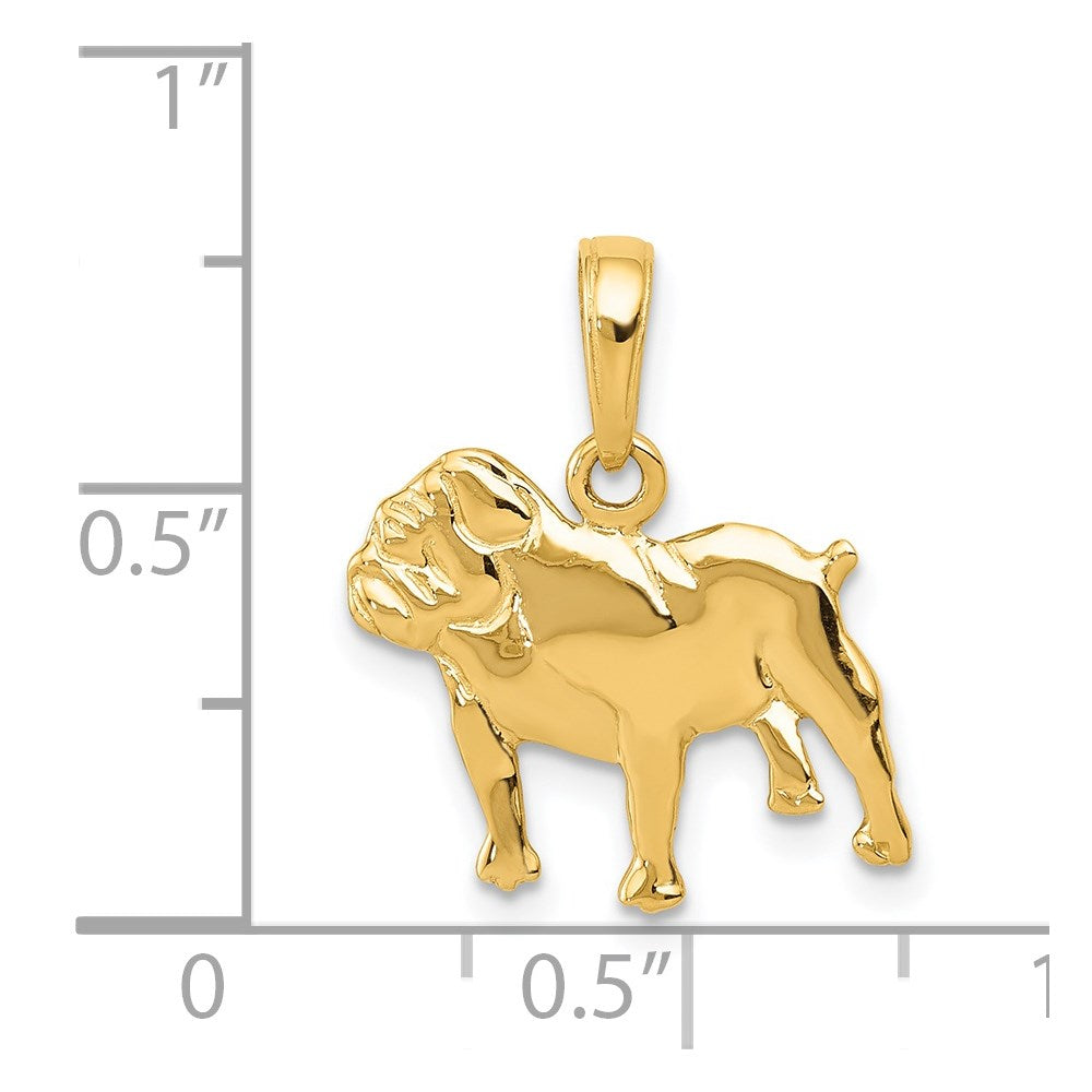 14k Yellow Gold 16 mm Bulldog Charm (0.99 grams)