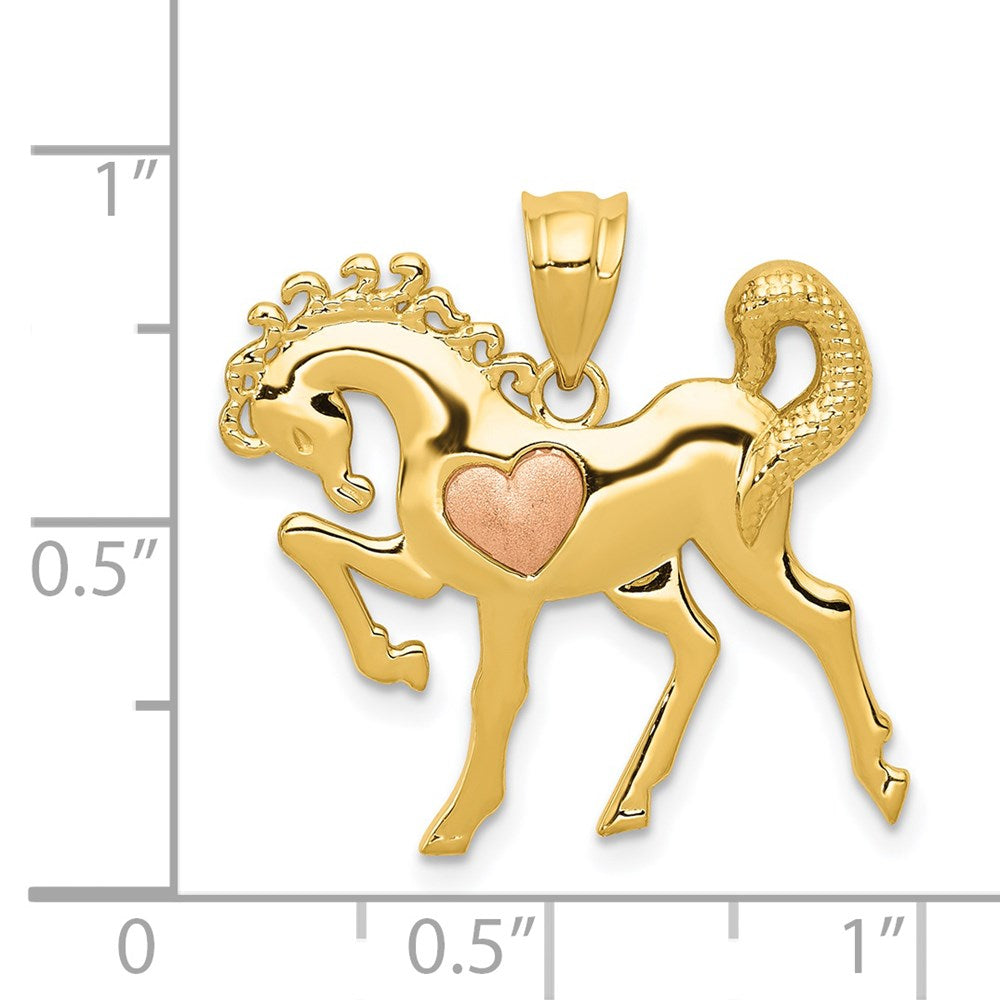 14k Yellow and Rose Gold Horse with Heart Charm (1.64 grams)