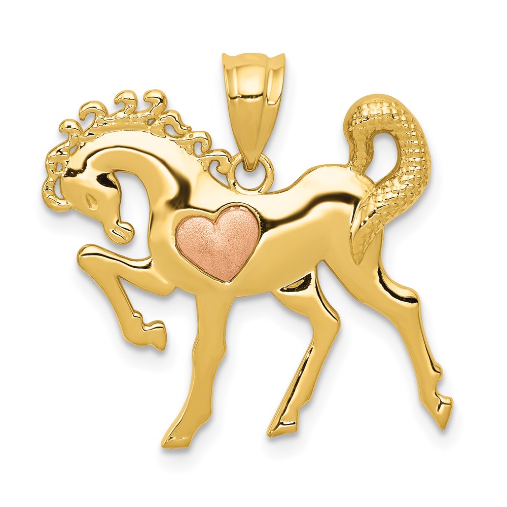 14k Yellow and Rose Gold Horse with Heart Charm (1.64 grams)