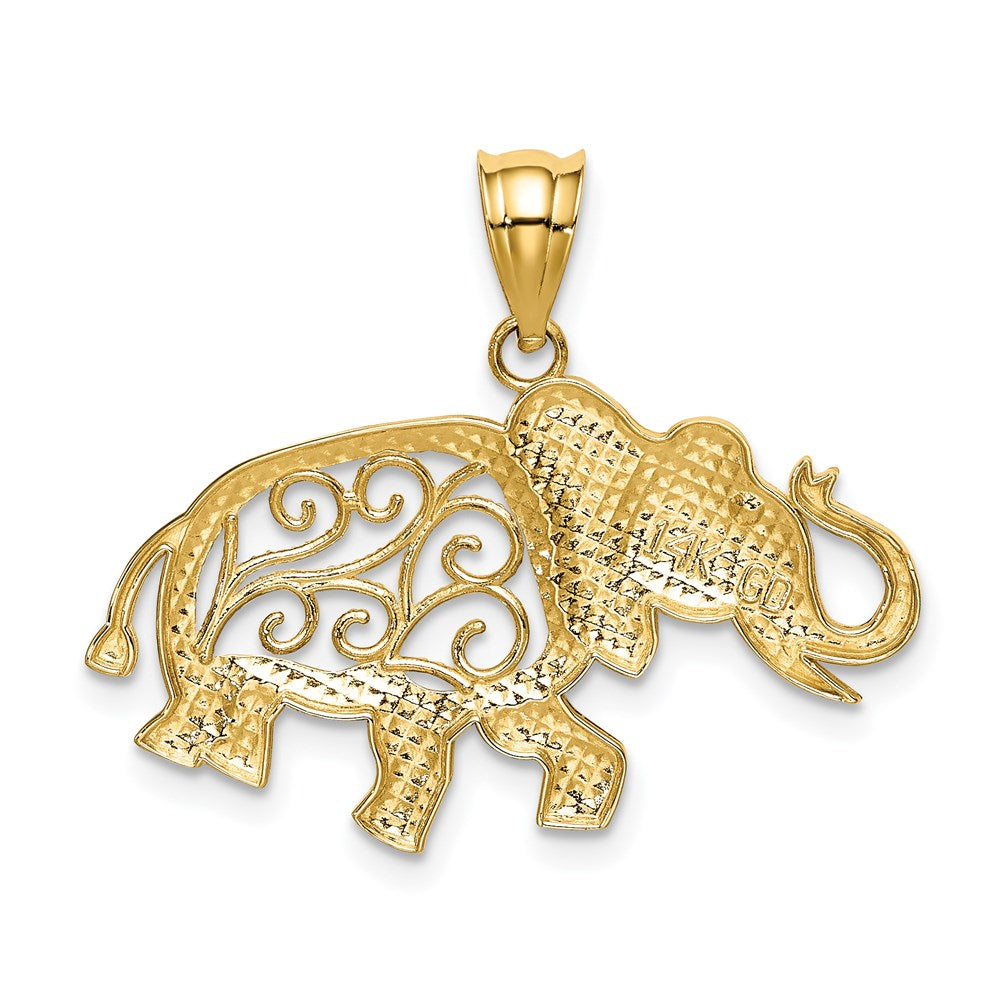 14k Yellow Gold 27 mm Filigree Elephant Pendant (1.35 grams)