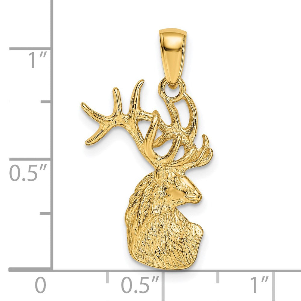 14k Yellow Gold 16 mm Polished Deer Head Charm (2.2 grams)