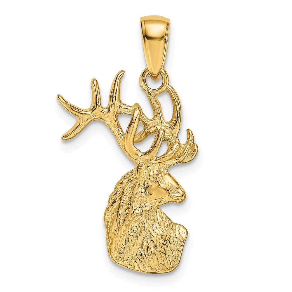 14k Yellow Gold 16 mm Polished Deer Head Charm (2.2 grams)