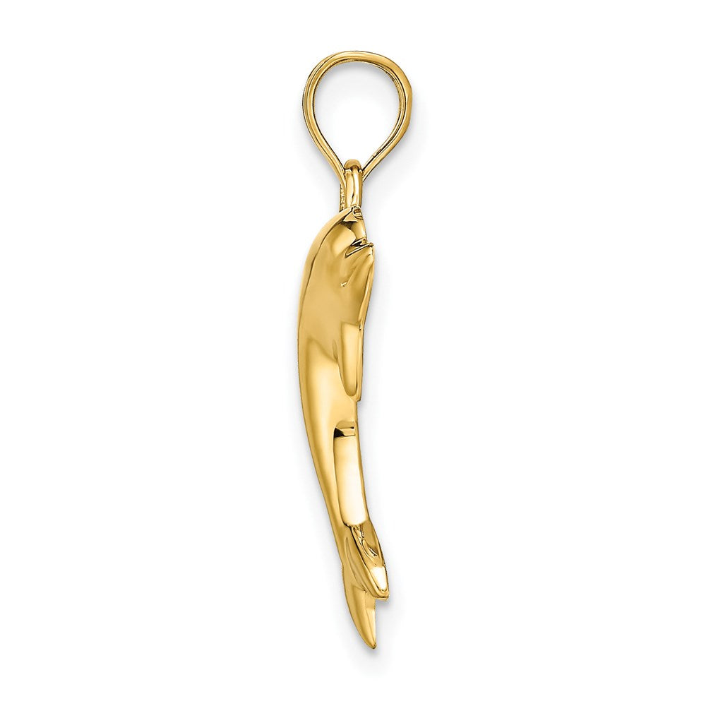 14k Yellow Gold 13 mm Polished Dolphin Charm (0.76 grams)