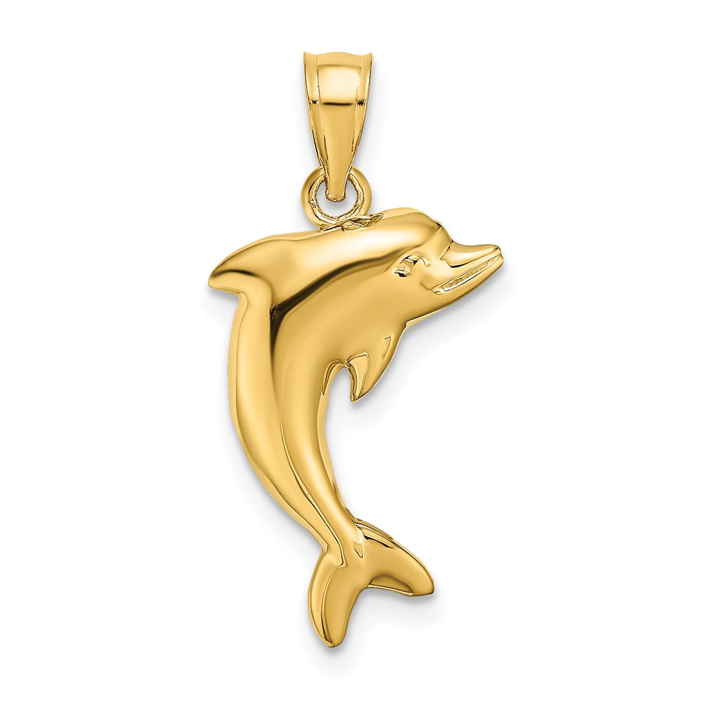 14k Yellow Gold 13 mm Polished Dolphin Charm (0.76 grams)