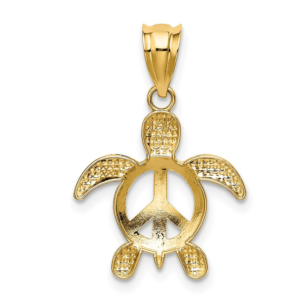 14k Yellow Gold 16 mm Peace Turtle Pendant (0.72 grams)