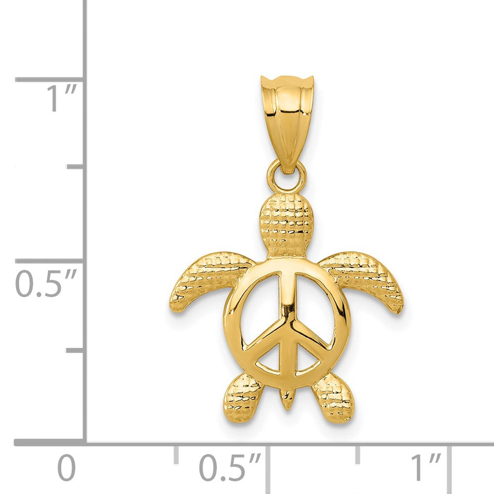 14k Yellow Gold 16 mm Peace Turtle Pendant (0.72 grams)