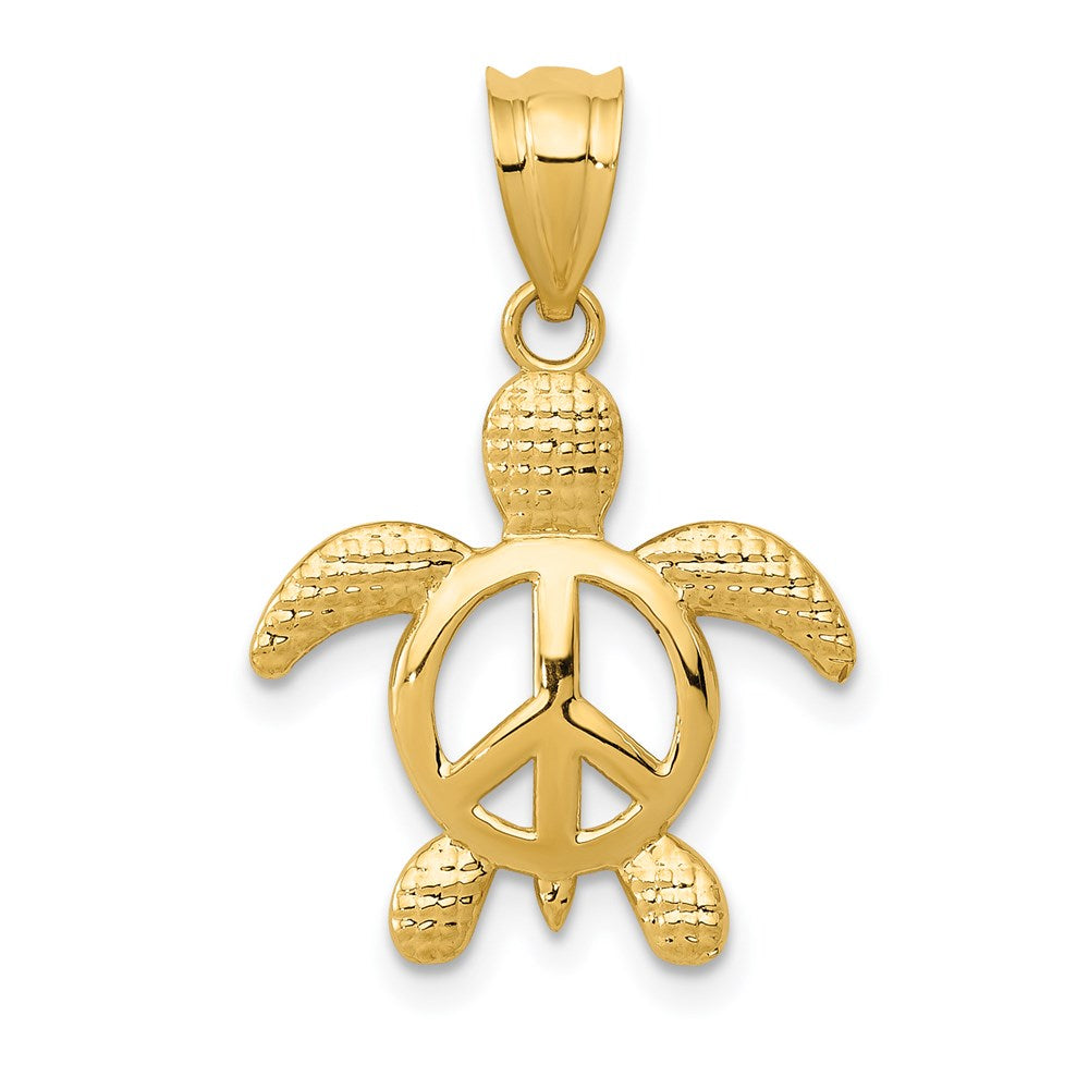 14k Yellow Gold 16 mm Peace Turtle Pendant (0.72 grams)