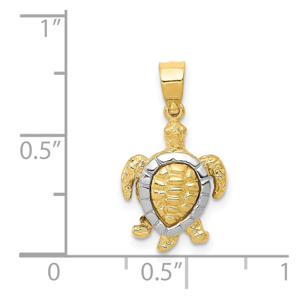 14k Two-tone 12 mm Two-tone Gold Turtle Charm (1.63 grams)