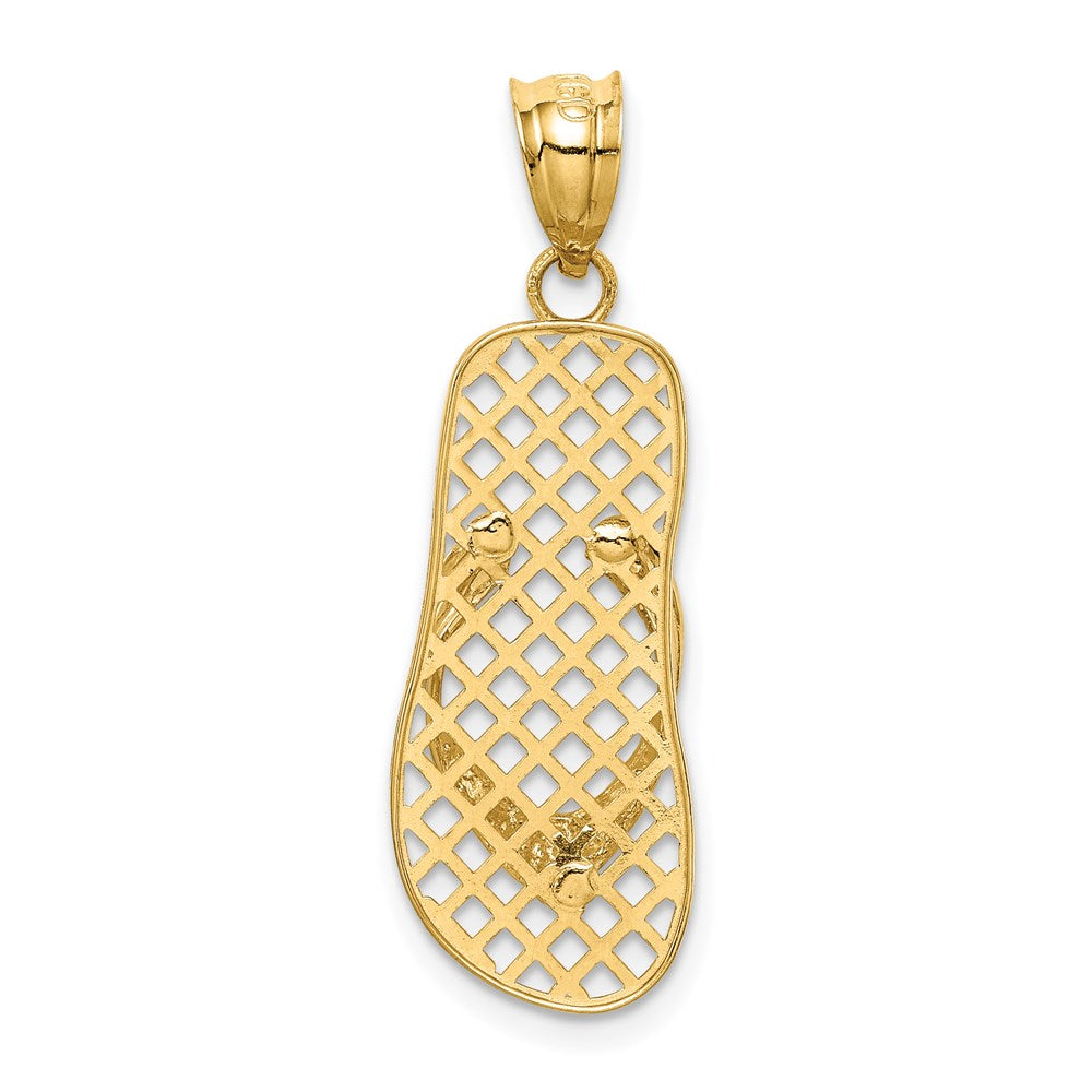 14k Yellow Gold 10 mm Mesh Flip flop Pendant (1.18 grams)