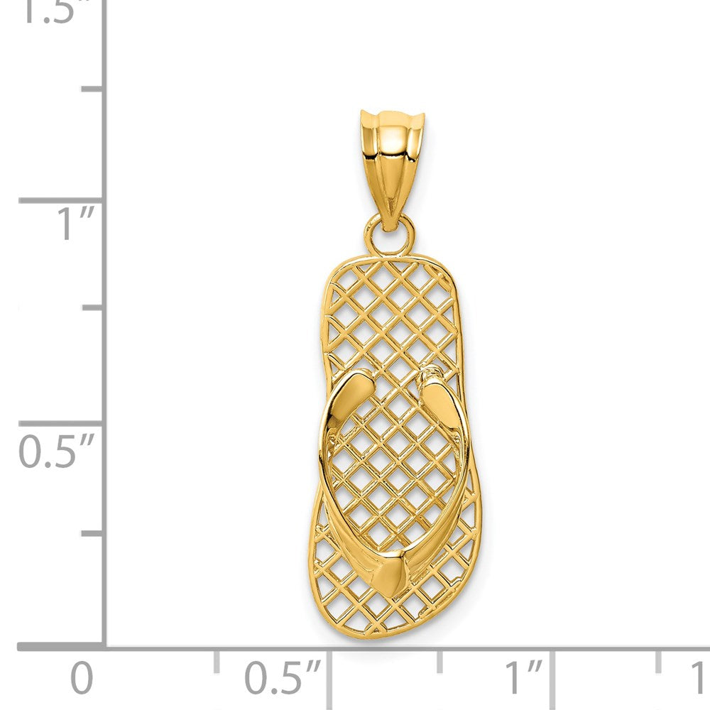 14k Yellow Gold 10 mm Mesh Flip flop Pendant (1.18 grams)