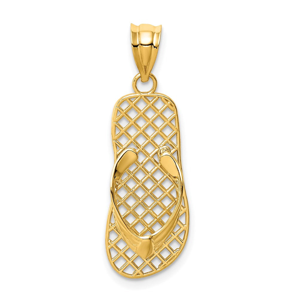 14k Yellow Gold 10 mm Mesh Flip flop Pendant (1.18 grams)