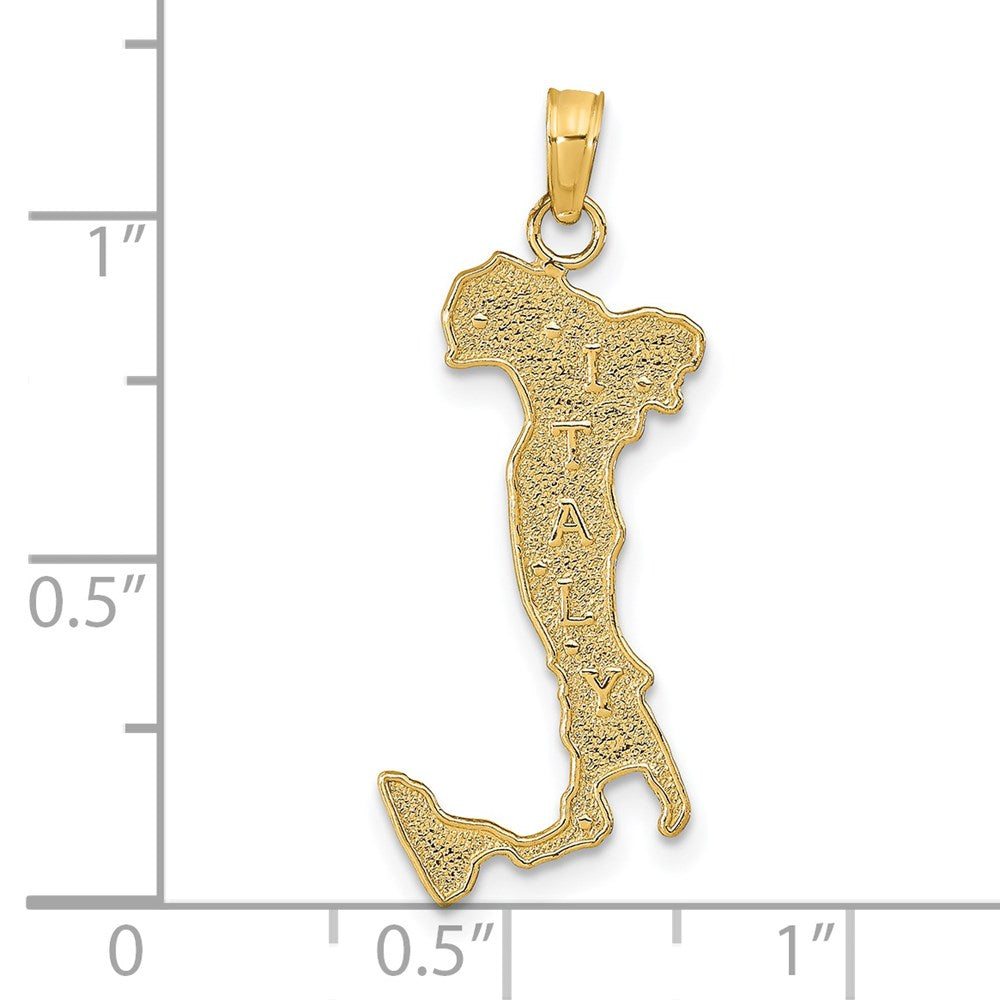 14k Yellow Gold 15 mm Map with ITALY Charm (1.02 grams)