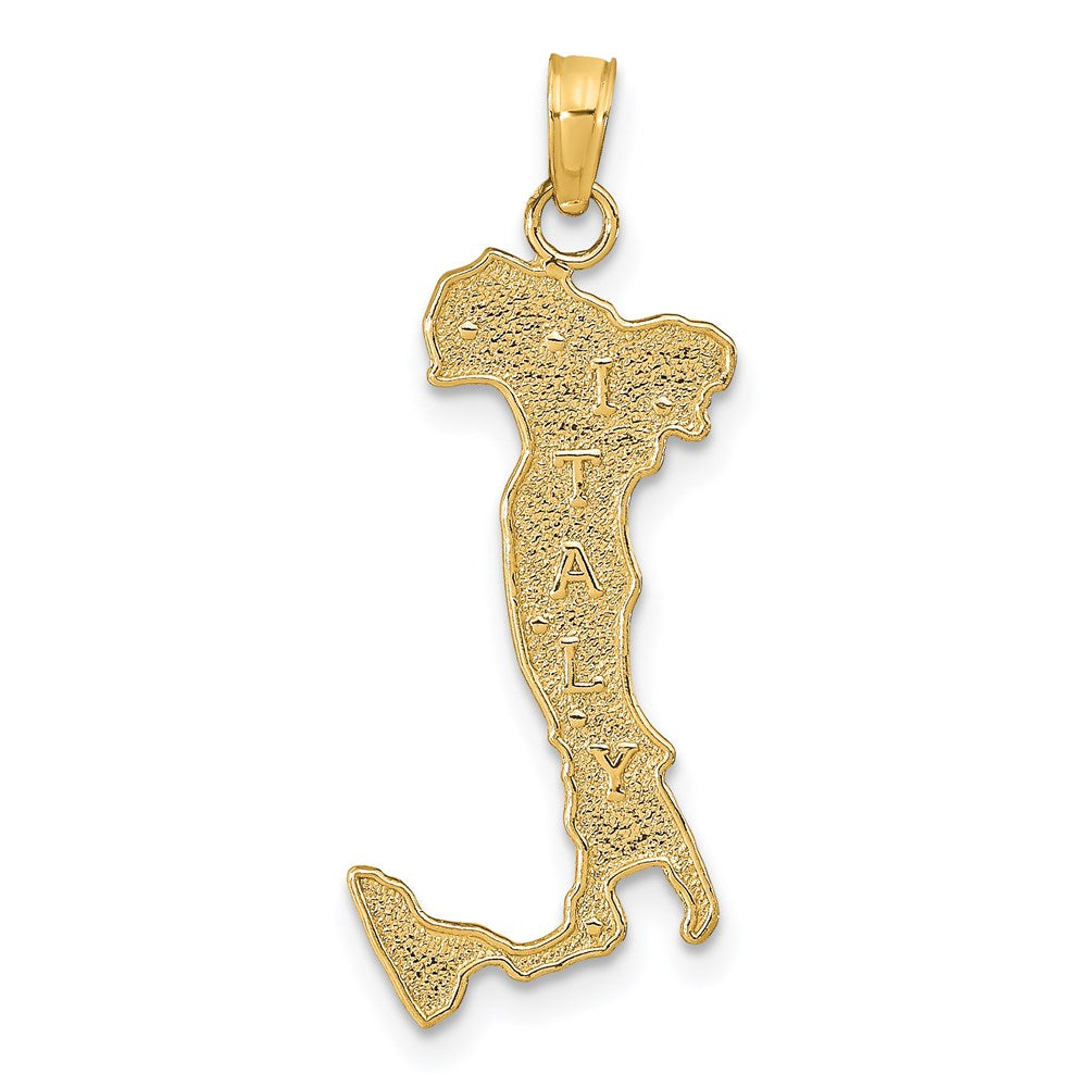 14k Yellow Gold 15 mm Map with ITALY Charm (1.02 grams)