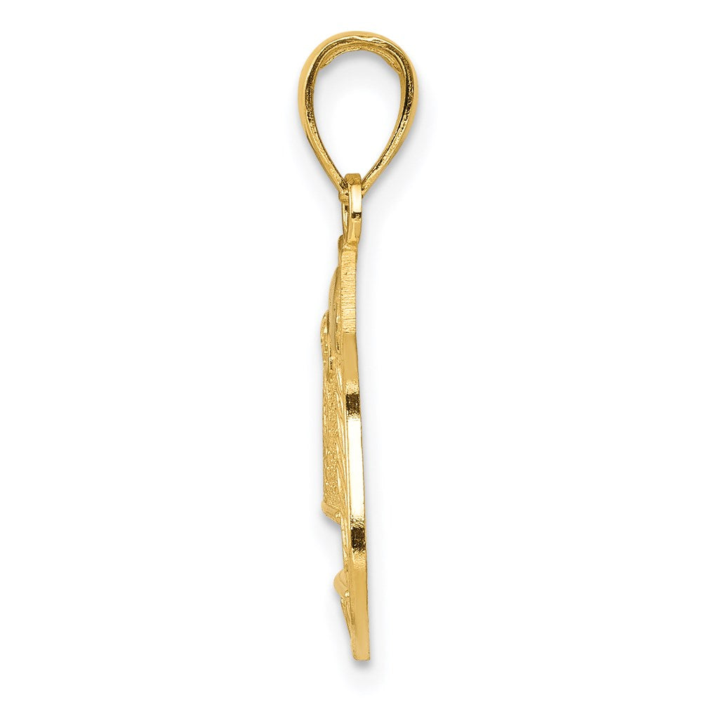 14k Yellow & Rhodium 15 mm  Police Badge Pendant (1.66 grams)