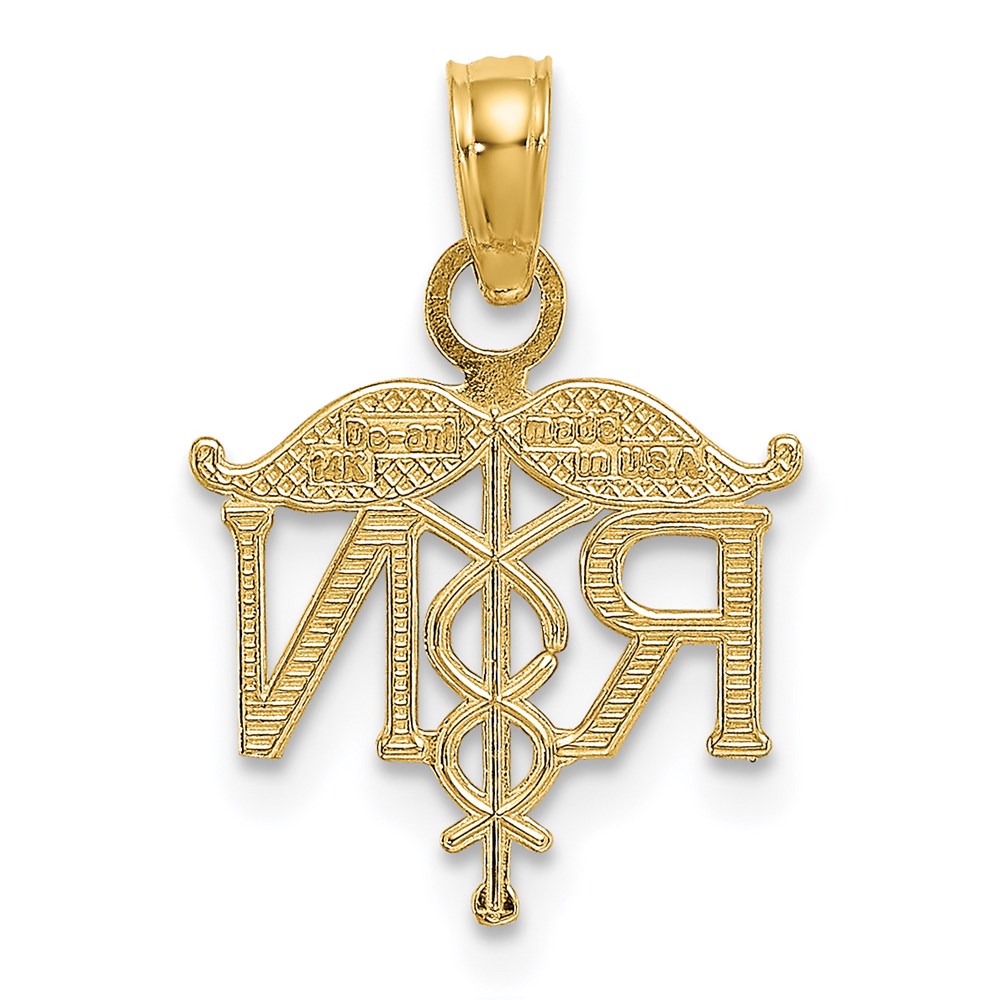 14k Yellow Gold 12 mm RN Registered Nurse Pendant (0.65 grams)