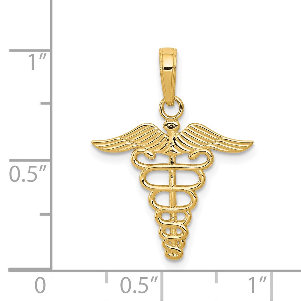 14k Yellow Gold 19 mm Caduceus Charm (0.83 grams)