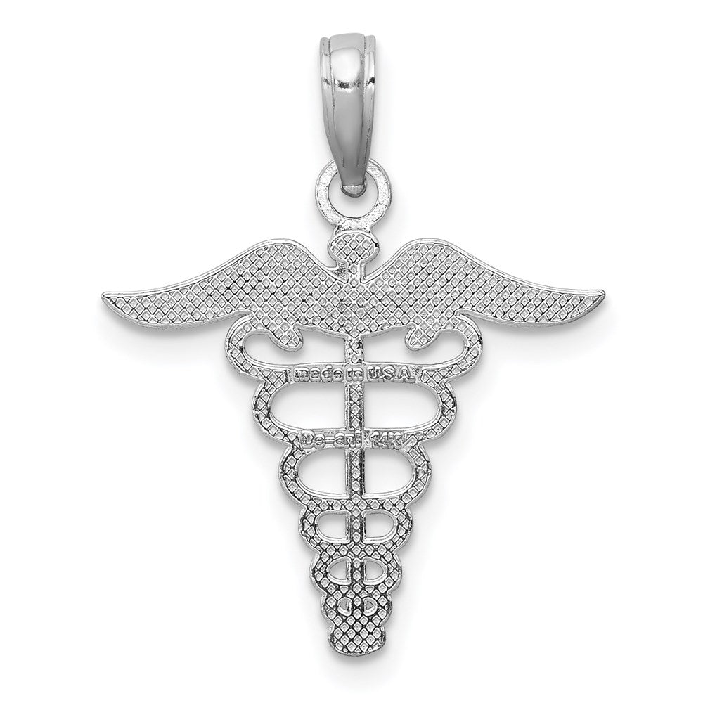 14k White Gold 19 mm Caduceus Charm (0.8 grams)