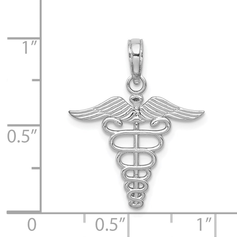 14k White Gold 19 mm Caduceus Charm (0.8 grams)